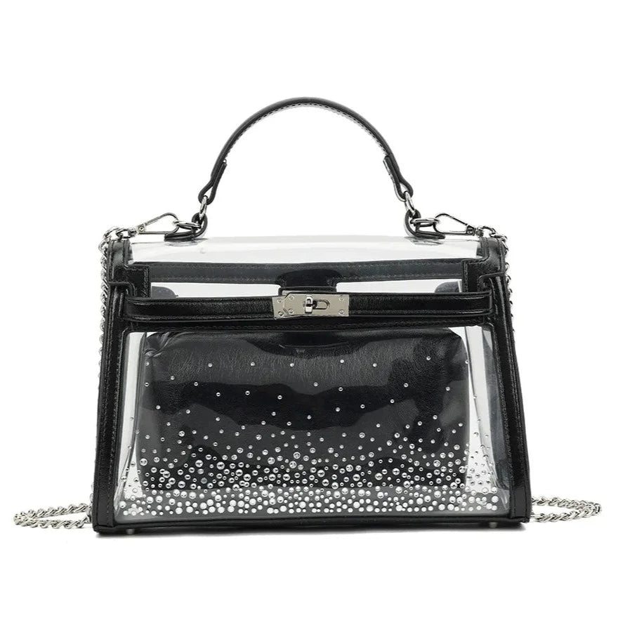 Women's Transparent Box Handbag with Mini Bag