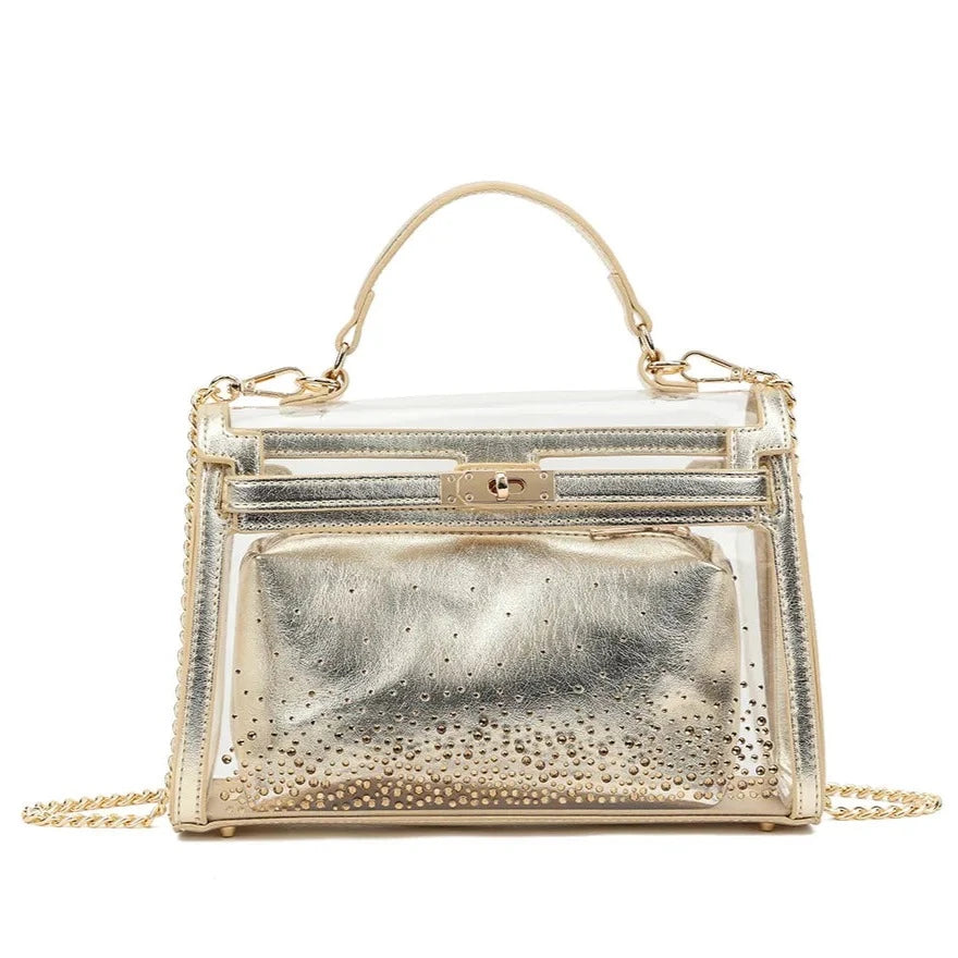 Women's Transparent Box Handbag with Mini Bag