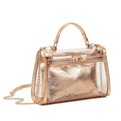 Women's Transparent Box Handbag with Mini Bag