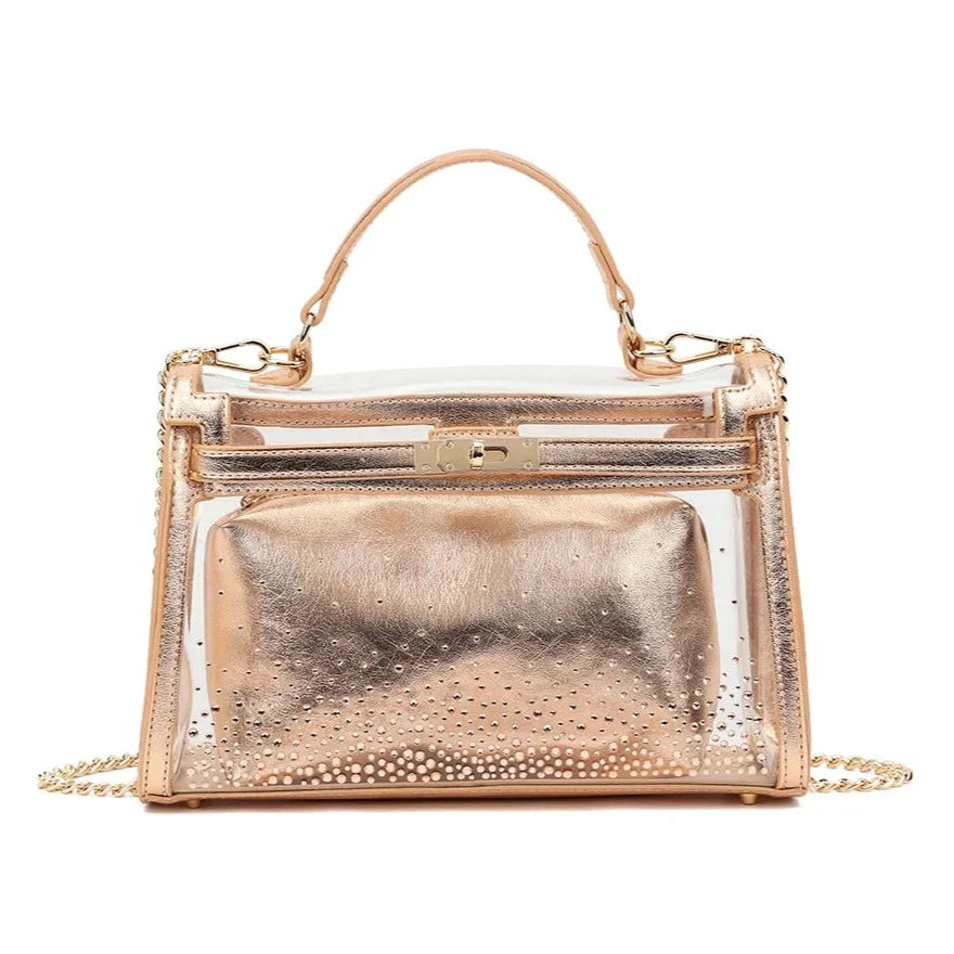 Women's Transparent Box Handbag with Mini Bag