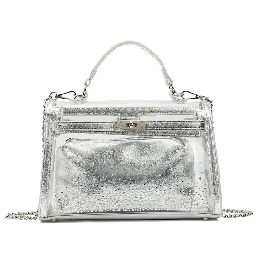 Women's Transparent Box Handbag with Mini Bag
