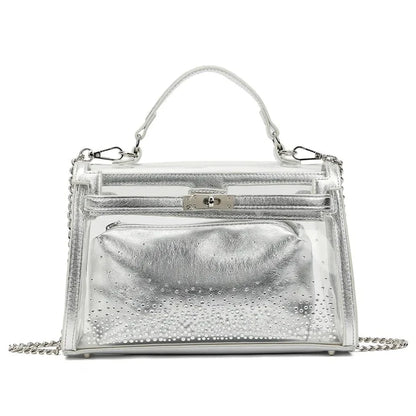 Women's Transparent Box Handbag with Mini Bag