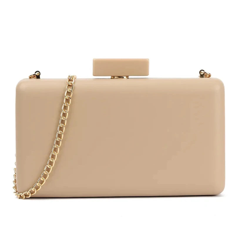 Clutch Bag For Women Hard Case Bridal Wedding Evening Handbag-NUDE