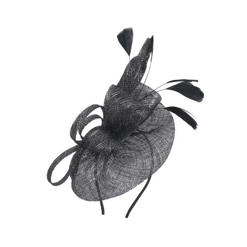 Metallic Sinamay Loop Feather Fascinator Headband Hair Clip Wedding Royal Ascot Race