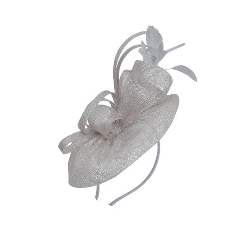 Metallic Sinamay Loop Feather Fascinator Headband Hair Clip Wedding Royal Ascot Race