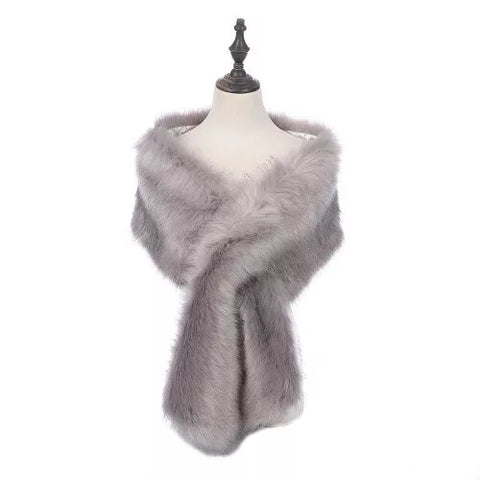 Women's Winter Faux Fur Collar Scarf Neck Warmer Extra Large Shawl Long Stole Wrap