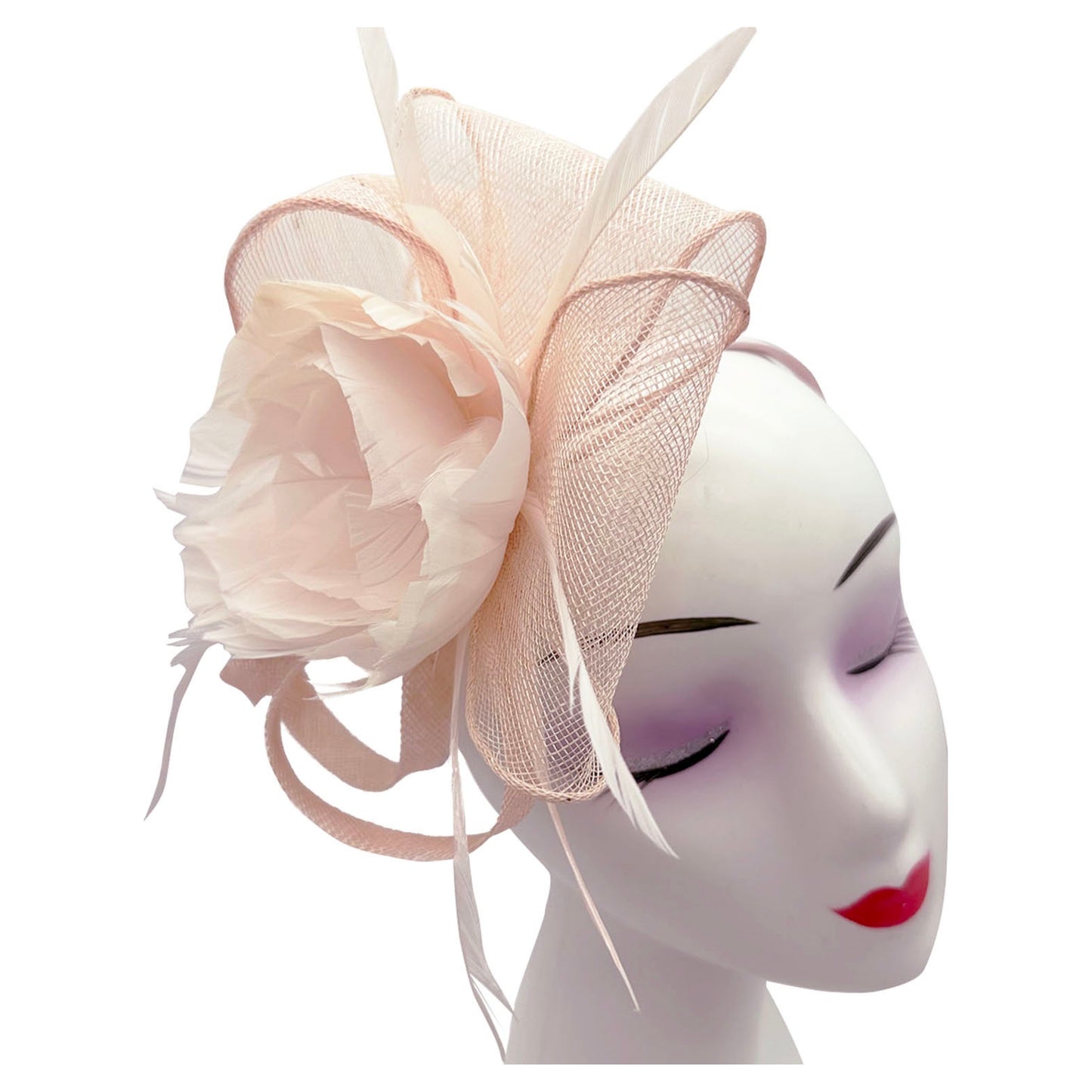 Sinamay & Peony Feather Flower Fascinator Headband and Clip Wedding Royal Ascot Race