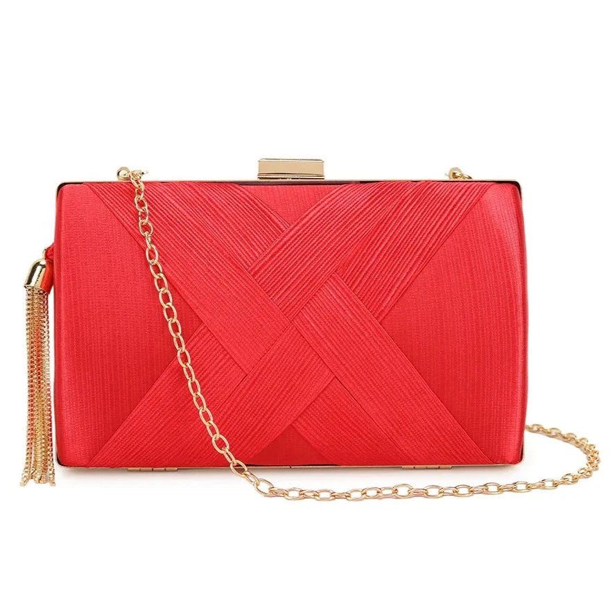 Elegant Tassel Pendant Silk Evening Bag Satin Clutch Bag A2Z UK Fashion