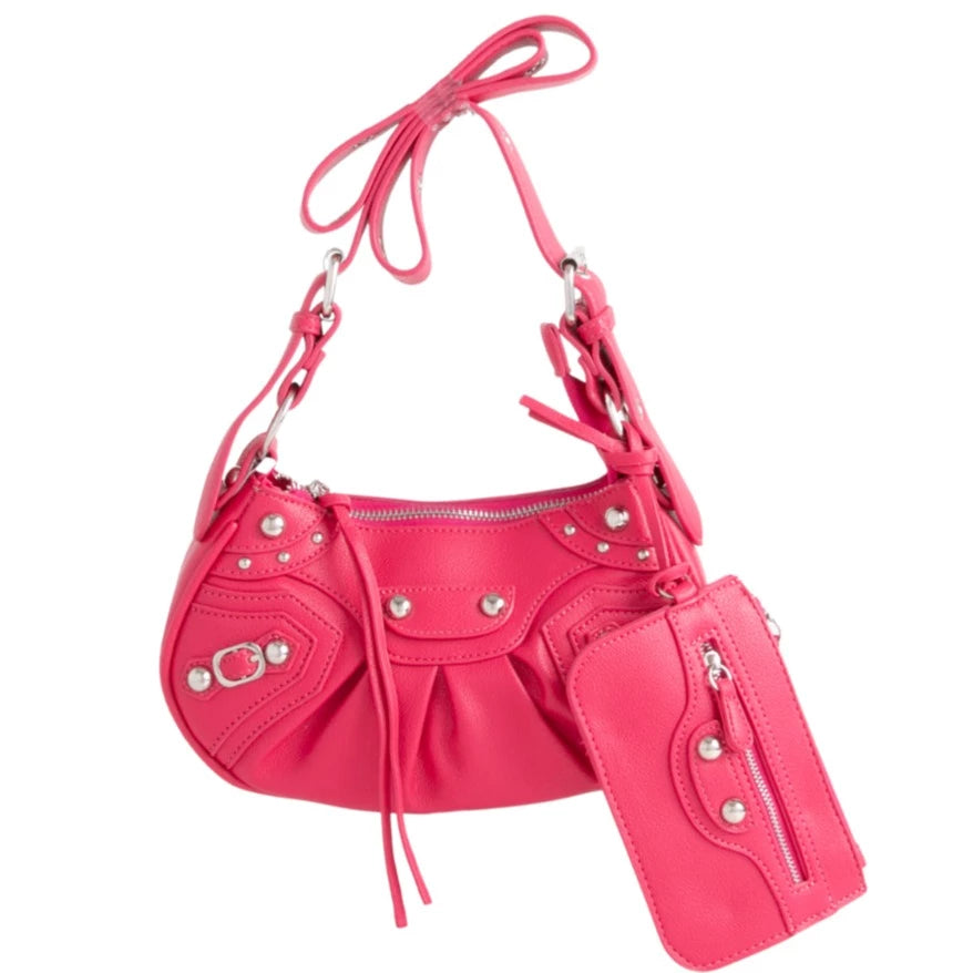 TARA Studded Messenger Crossbody Bag