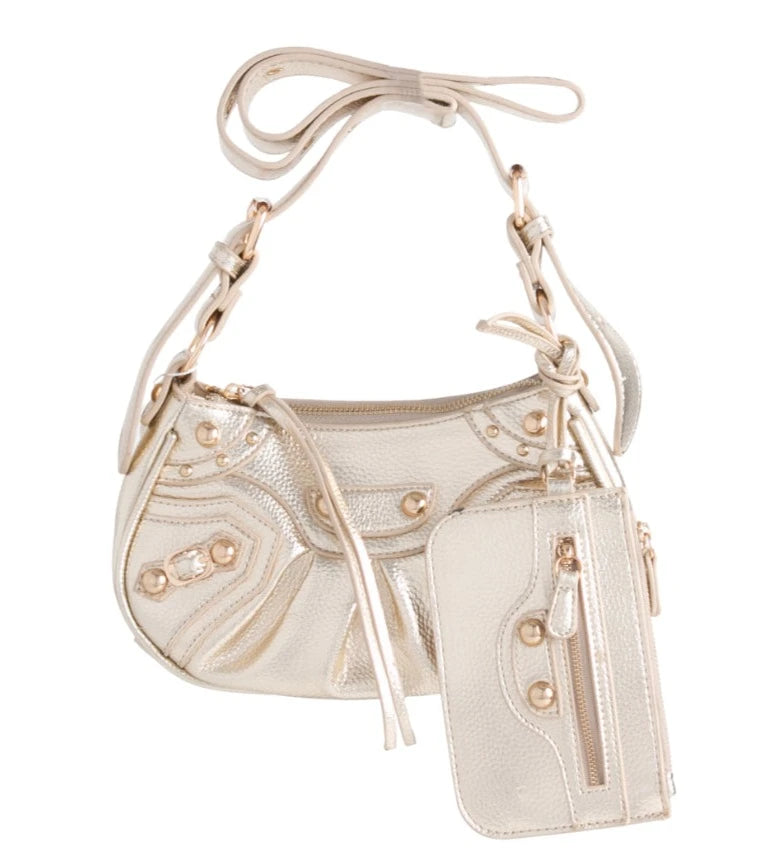 Women's Studded Cross Body Bag Messenger Shoulder Hand Bag Pouch