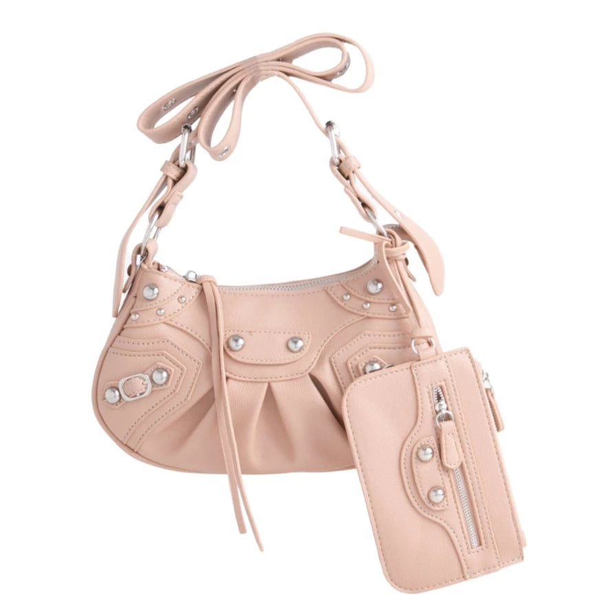 TARA Studded Messenger Crossbody Bag