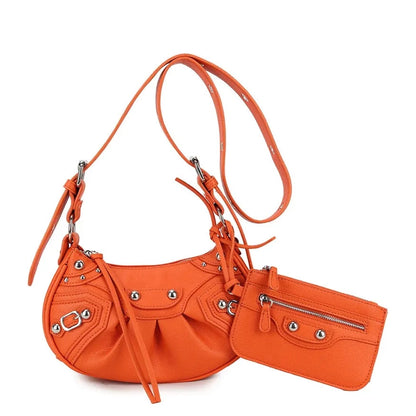TARA Studded Messenger Crossbody Bag