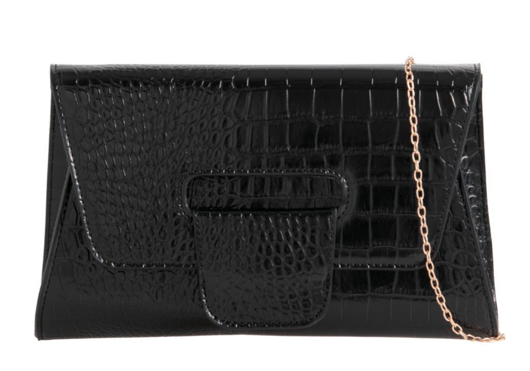 Metallic Croc Faux Leather Clutch Bag