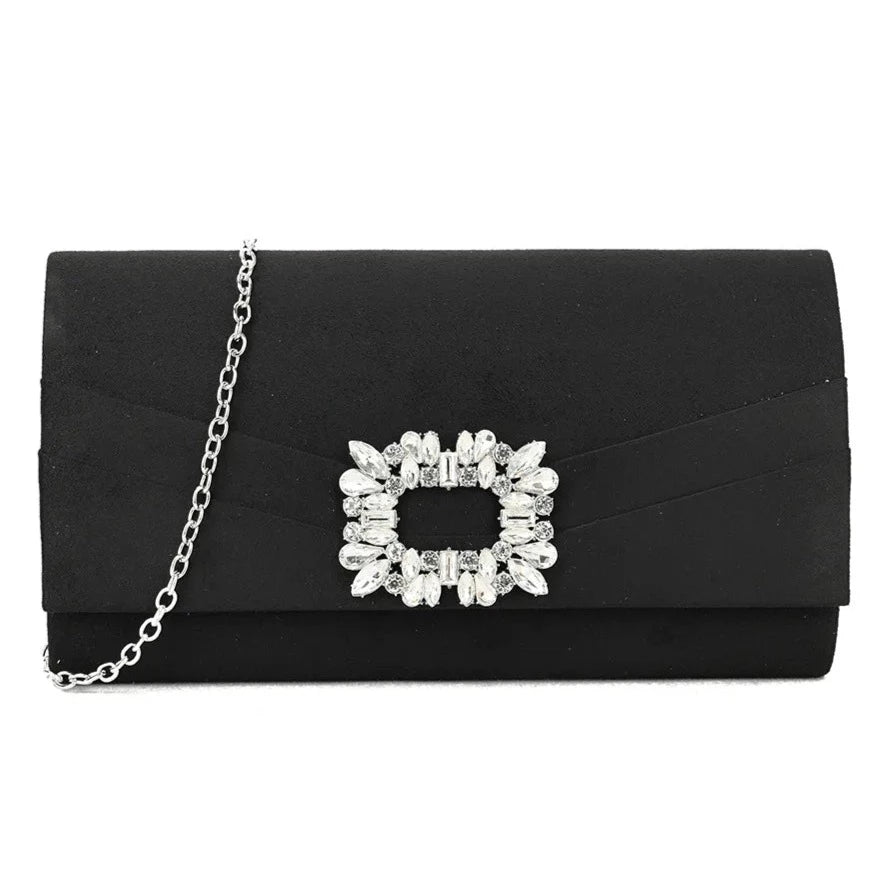 Real Suede Evening Clutch Bag