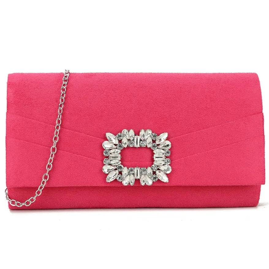 Real Suede Evening Clutch Bag