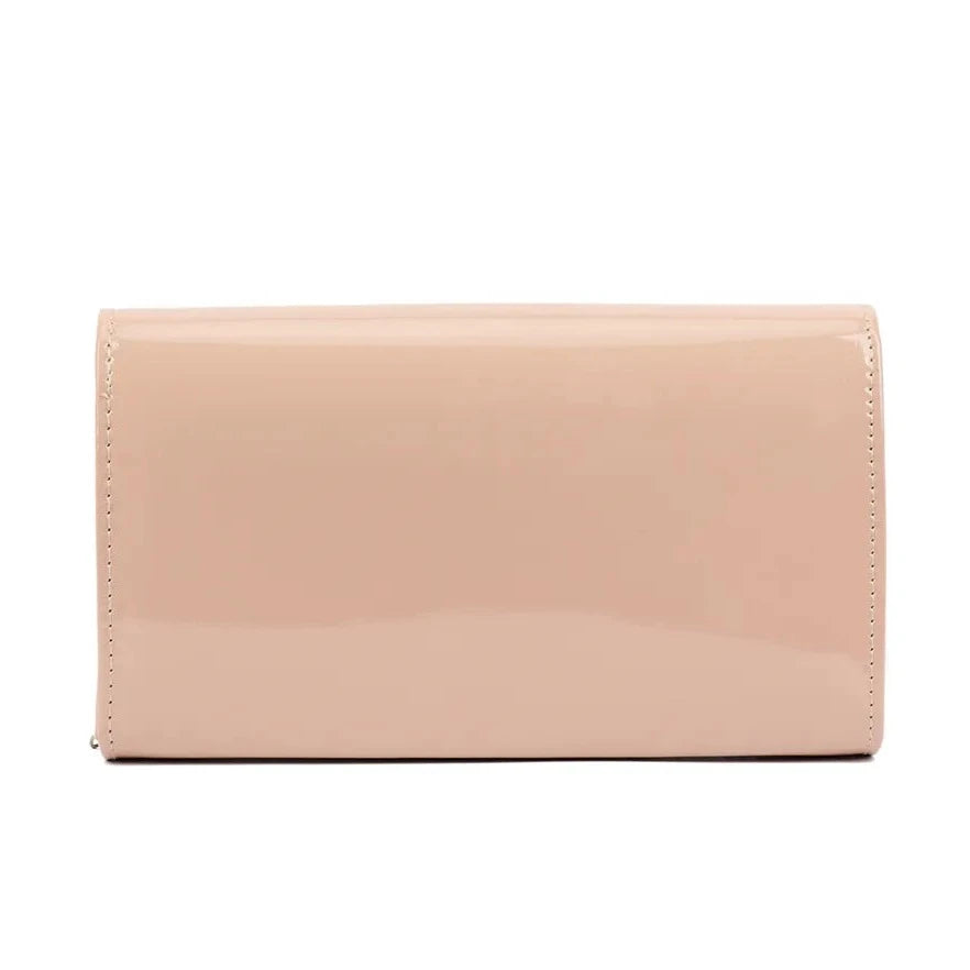 Glossy Patent Leather Diamante Bow Clutch Bag For Women