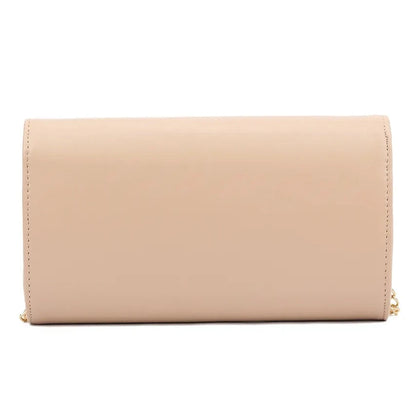 Women Metallic Trim Faux Leather Clutch Bag Shoulder Chain Wedding Evening Handbag