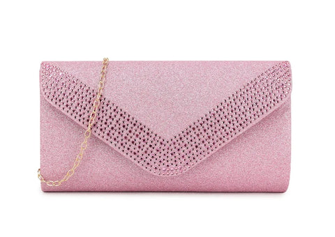 Women's Glitter Clutch Bag Diamante Flap Envelope Purse Shoulder Evening Clutch bag