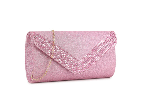 Women's Glitter Clutch Bag Diamante Flap Envelope Purse Shoulder Evening Clutch bag