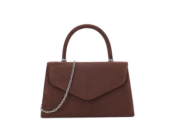Faux Suede Clutch Bag Grab Top Handle Evening Party Handbag For Women