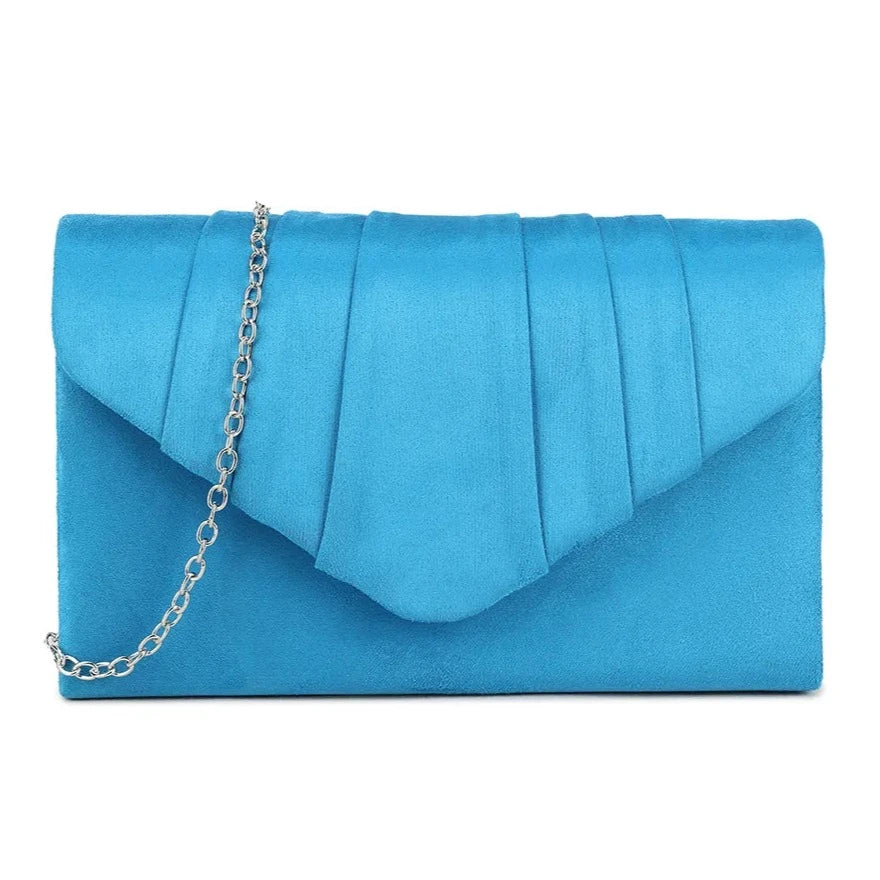 Pleated Plain Suede Clutch Velvet Leather Envelope Smart Clutch Bag For Women