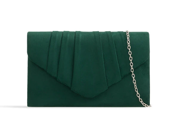 Pleated Plain Suede Clutch Velvet Leather Envelope Smart Clutch Bag For Women