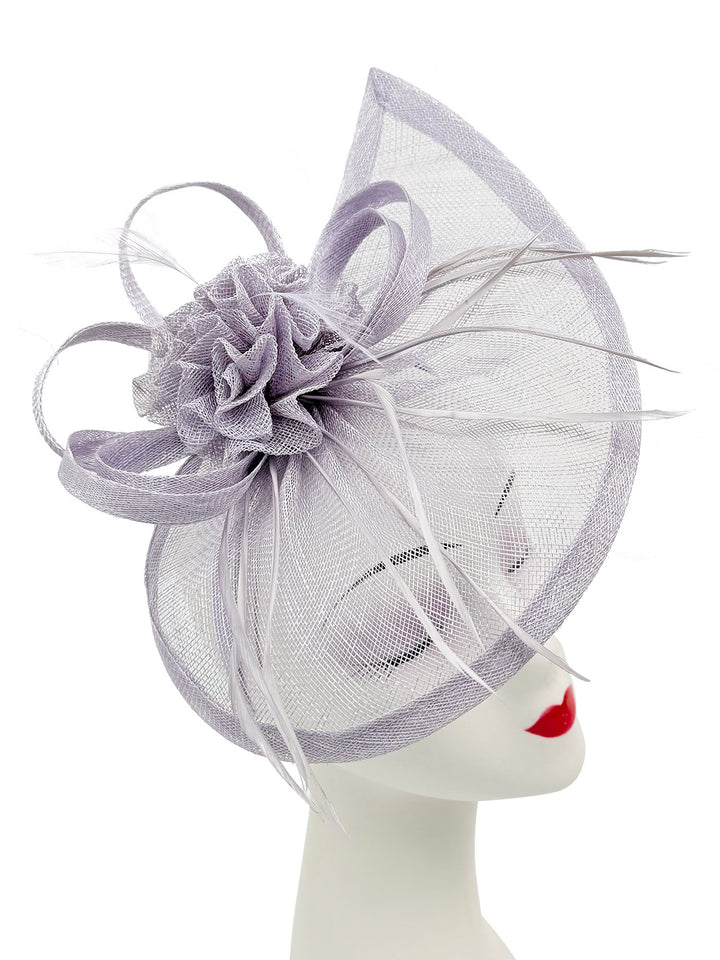 Sinamay Teardrop Flower Fascinator Headband Clip with Feathers Wedding Races