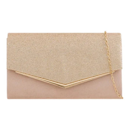 Women Glittery Shiny V Shape Envelope Clutch Handbag Wedding Prom Evening Bag