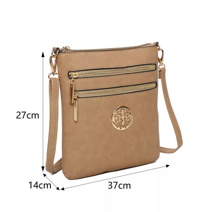 Women's Front Zipped Across Body Bag Messenger Bag Ladies Shoulder Over Bags Detachable Handbags