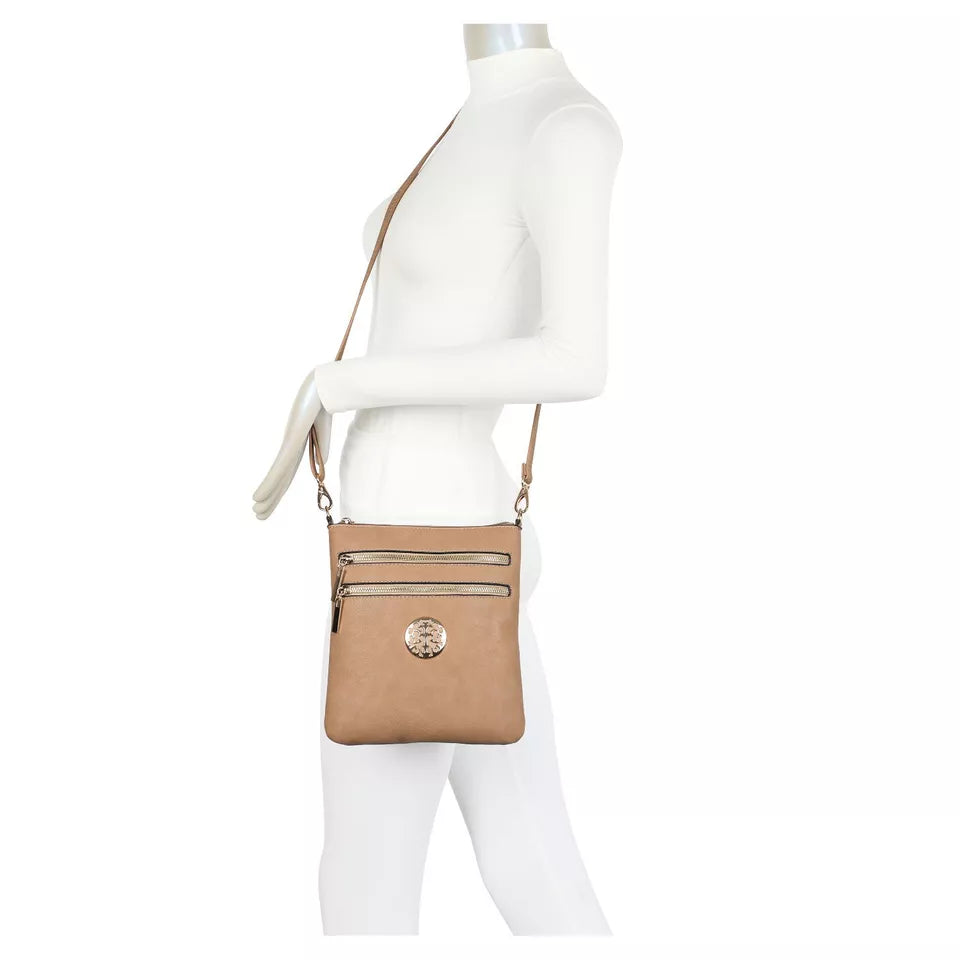 Women's Front Zipped Across Body Bag Messenger Bag Ladies Shoulder Over Bags Detachable Handbags