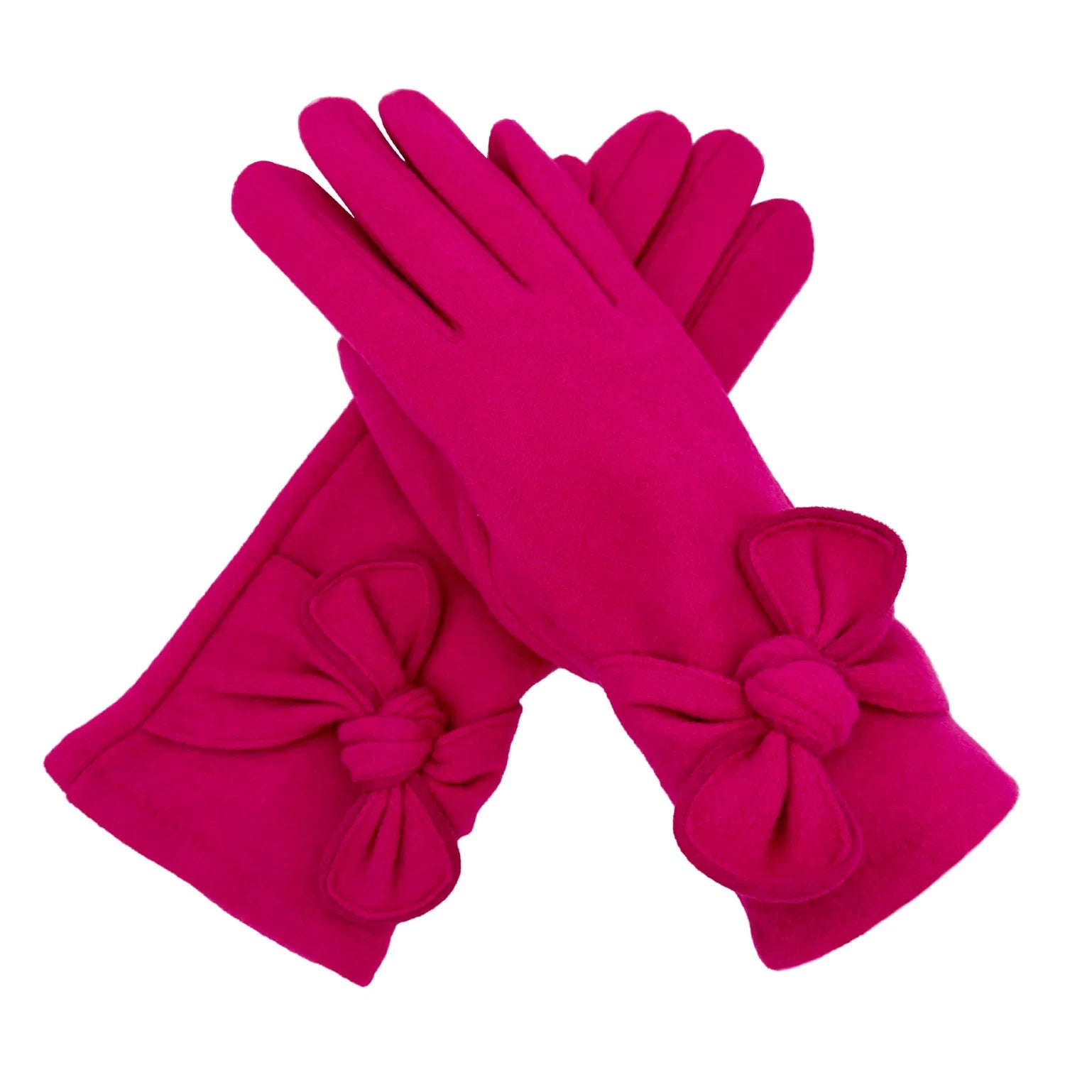 Women Soft Cosy Winter Warm Gloves Bow Design Fleece lined Thermal Touch Screen Gloves