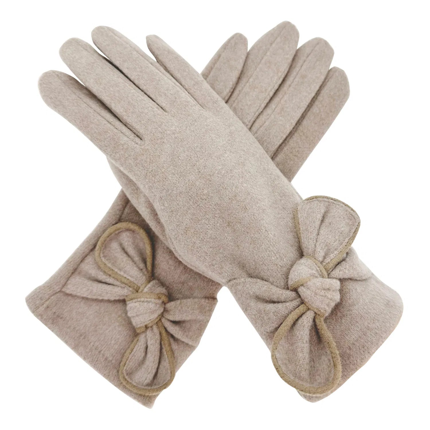 Women Soft Cosy Winter Warm Gloves Bow Design Fleece lined Thermal Touch Screen Gloves