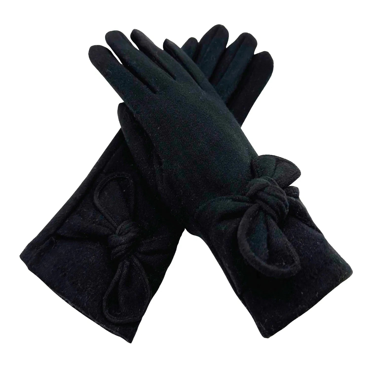 Women Soft Cosy Winter Warm Gloves Bow Design Fleece lined Thermal Touch Screen Gloves