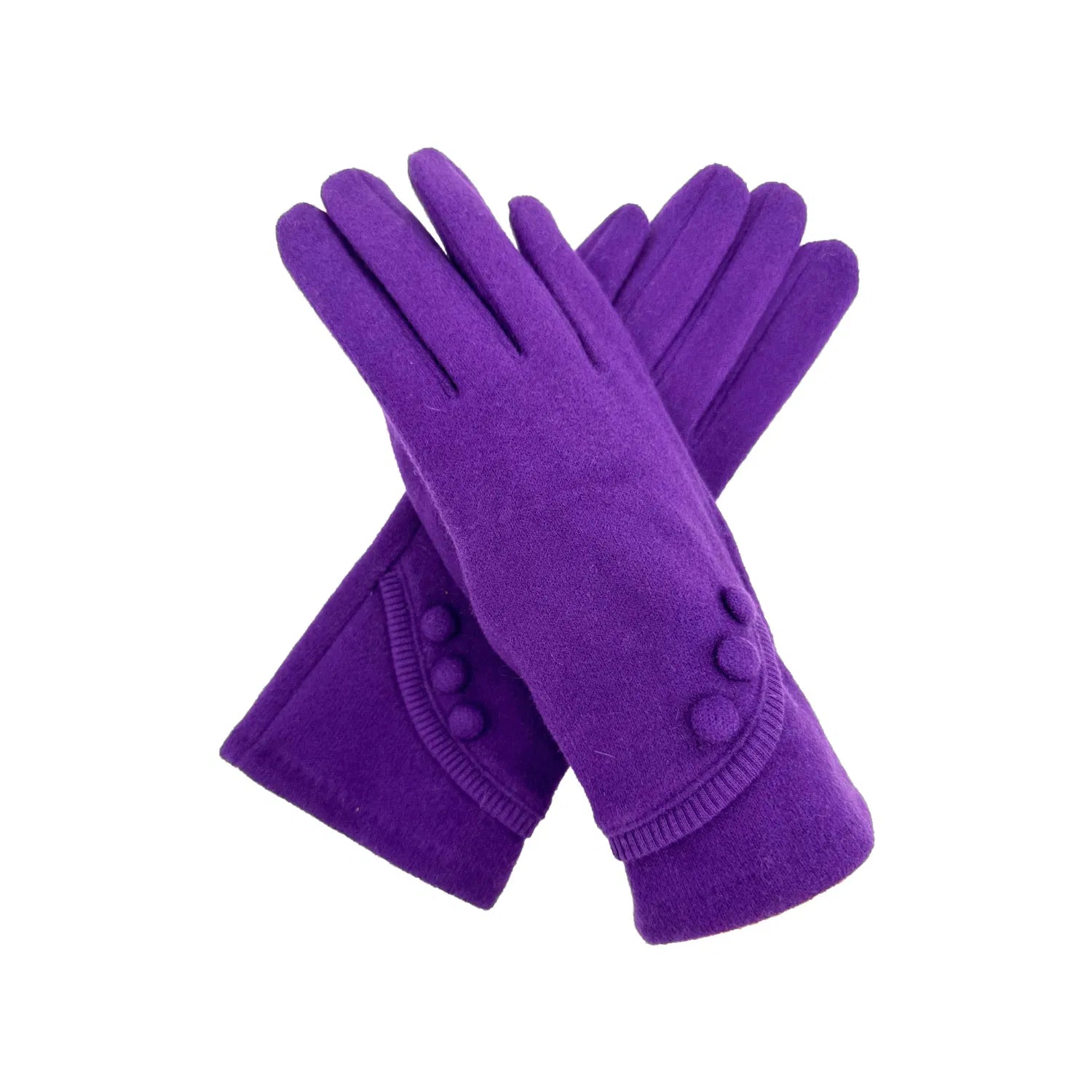 Women Soft Cosy Fashion Gloves Plain Button Detail Fleece Lined Touch Screen Gloves