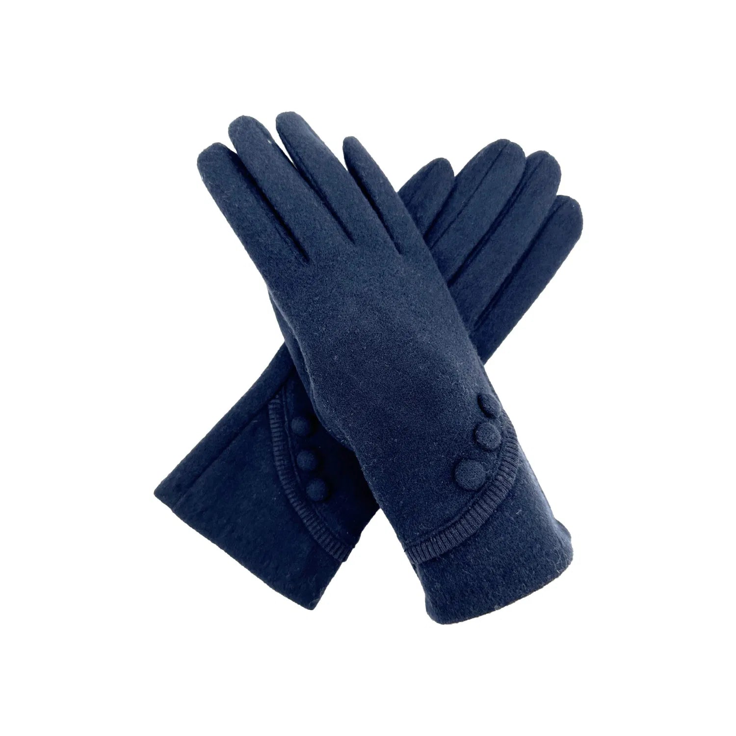 Women Soft Cosy Fashion Gloves Plain Button Detail Fleece Lined Touch Screen Gloves