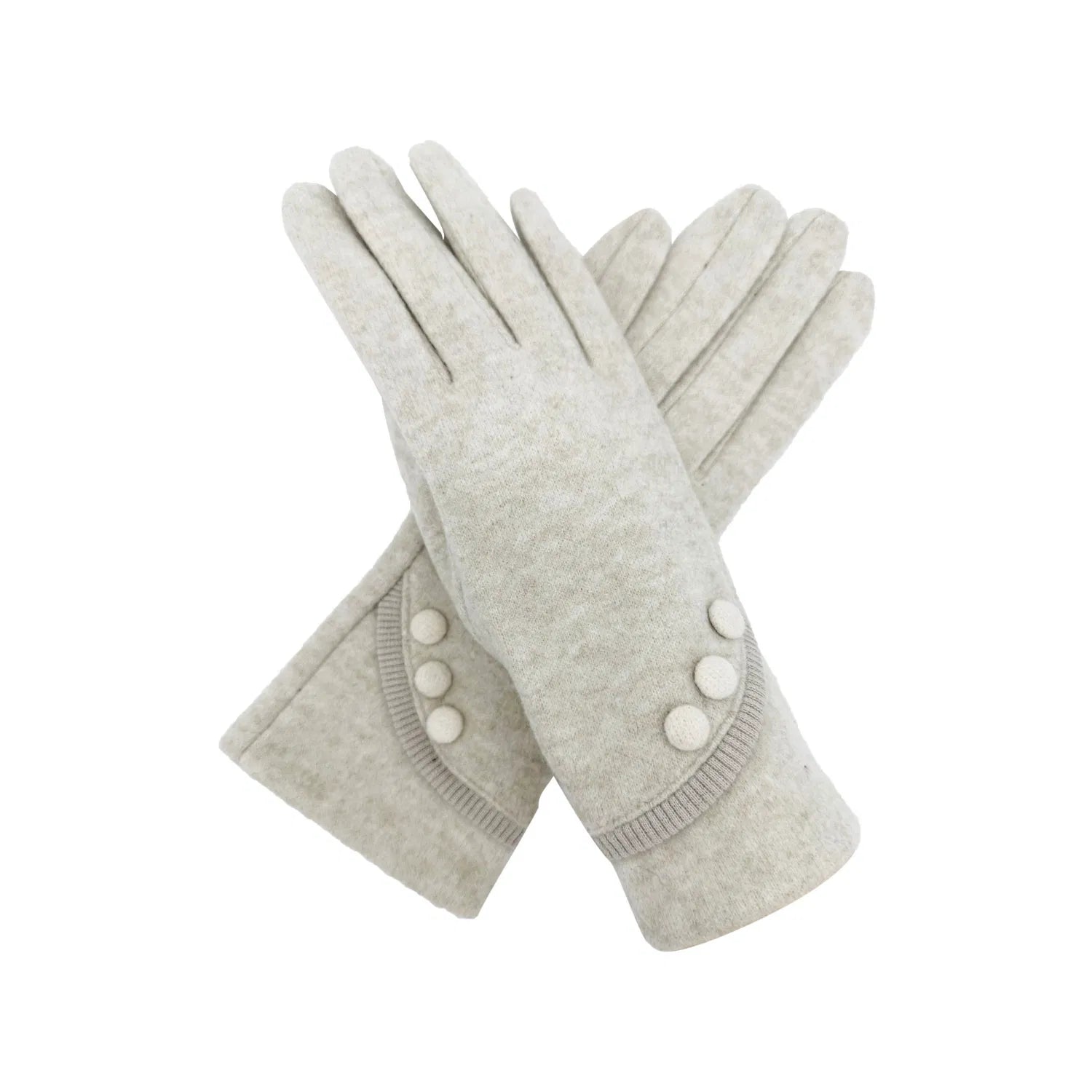 Women Soft Cosy Fashion Gloves Plain Button Detail Fleece Lined Touch Screen Gloves