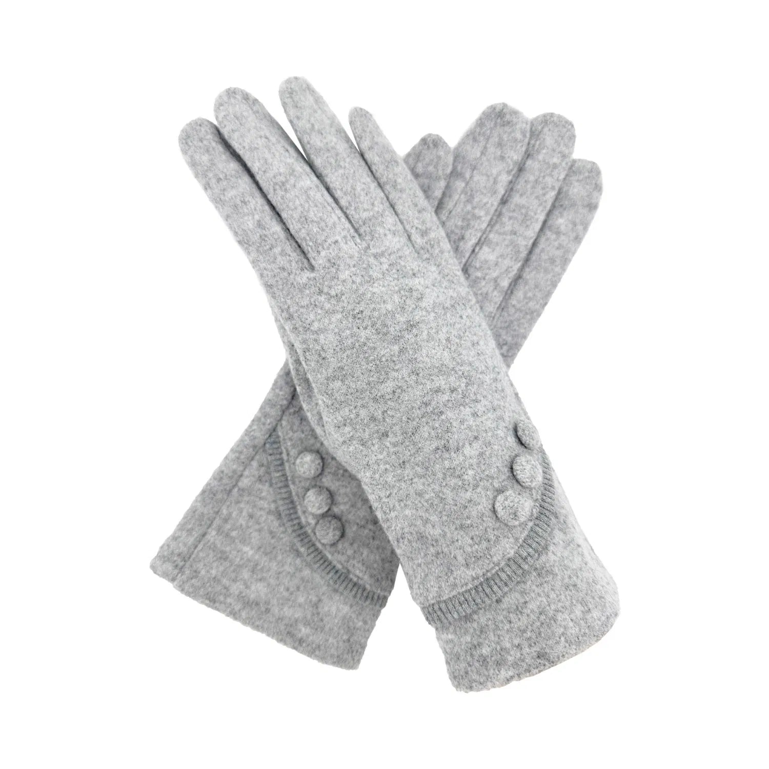 Women Soft Cosy Fashion Gloves Plain Button Detail Fleece Lined Touch Screen Gloves