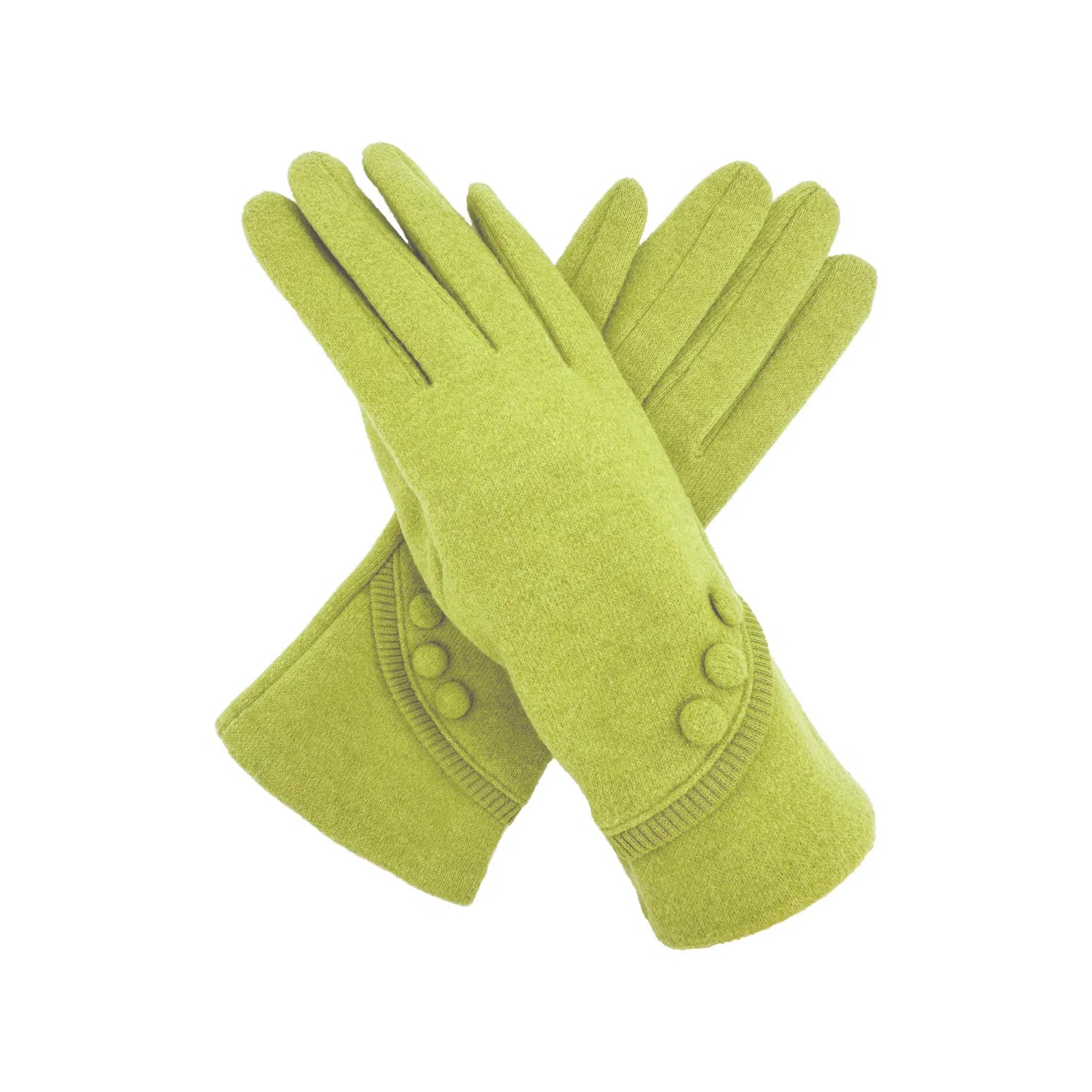 Women Soft Cosy Fashion Gloves Plain Button Detail Fleece Lined Touch Screen Gloves