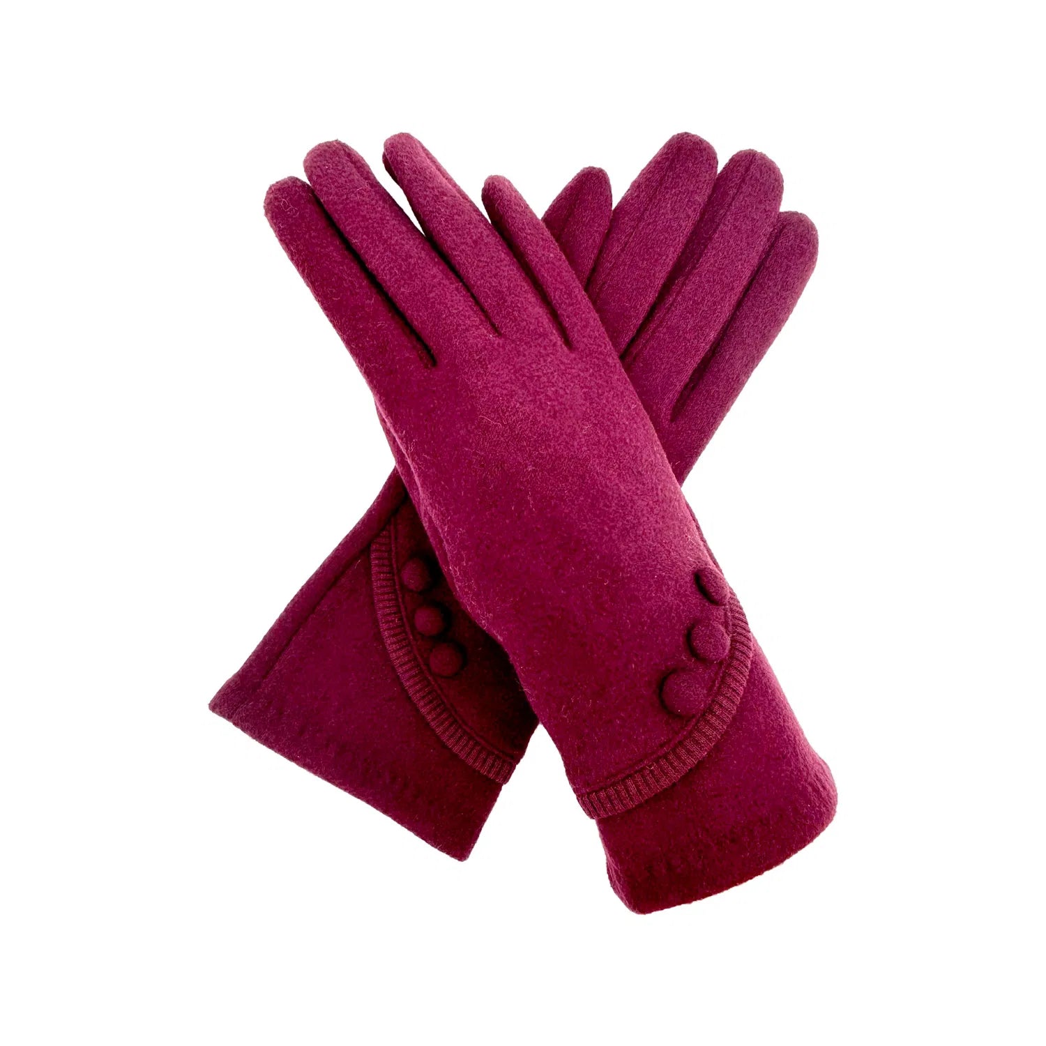 Women Soft Cosy Fashion Gloves Plain Button Detail Fleece Lined Touch Screen Gloves