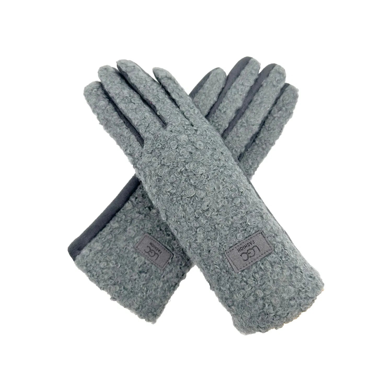 Women Soft Cosy Plain Grassy Patterned Fleece Thermal Lined Touch Screen Fashion Gloves