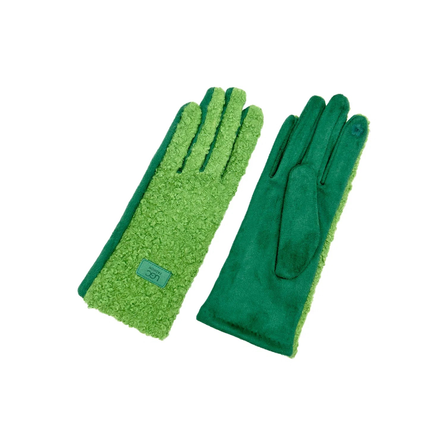 Women Soft Cosy Plain Grassy Patterned Fleece Thermal Lined Touch Screen Fashion Gloves