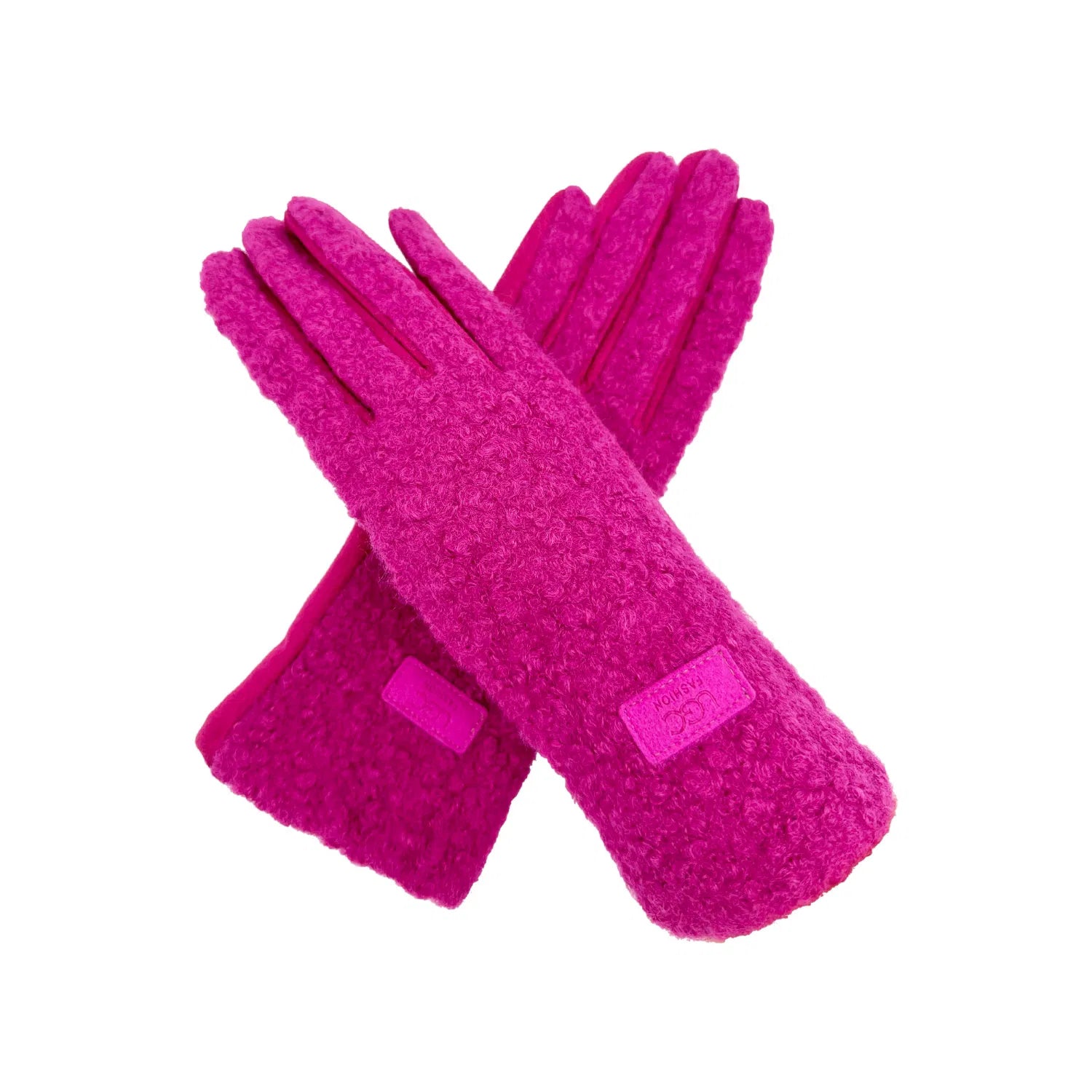 Women Soft Cosy Plain Grassy Patterned Fleece Thermal Lined Touch Screen Fashion Gloves