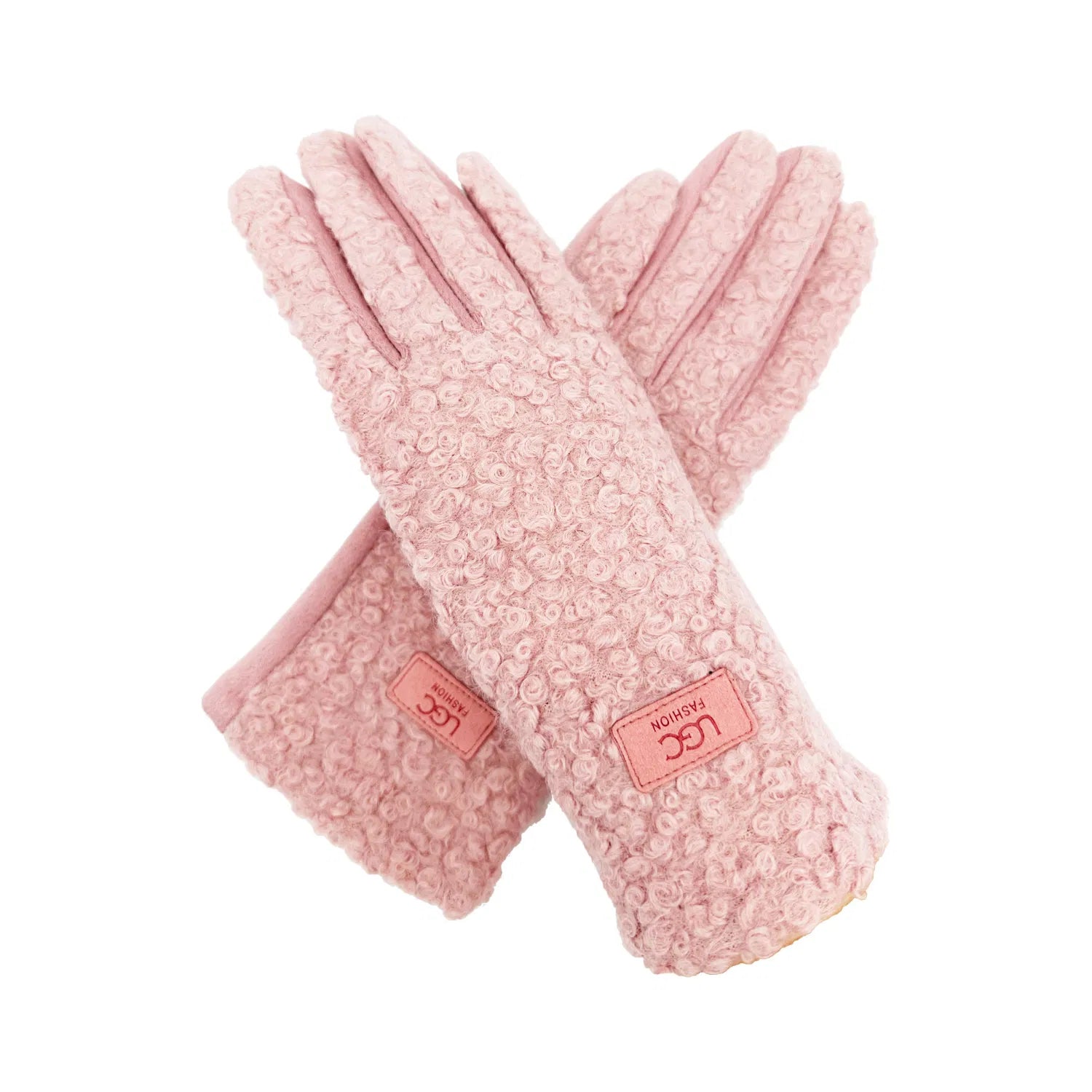 Women Soft Cosy Plain Grassy Patterned Fleece Thermal Lined Touch Screen Fashion Gloves