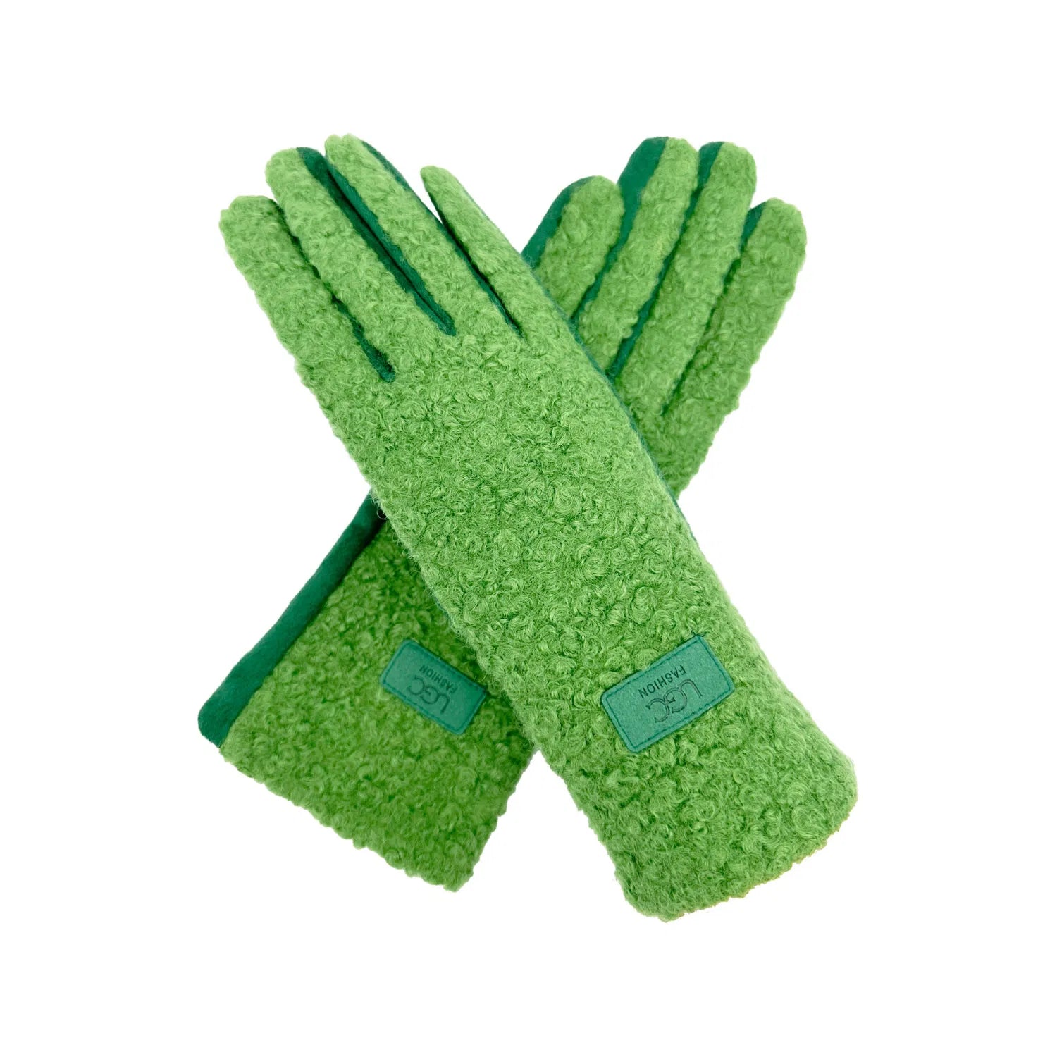 Women Soft Cosy Plain Grassy Patterned Fleece Thermal Lined Touch Screen Fashion Gloves