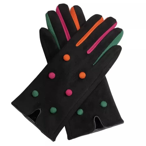 Women Fleece Button Gloves Ladies Multi Colours Gloves Suede Touch Screen Gloves Winter Warm Soft Lined Luxury Thermal Finger Gloves