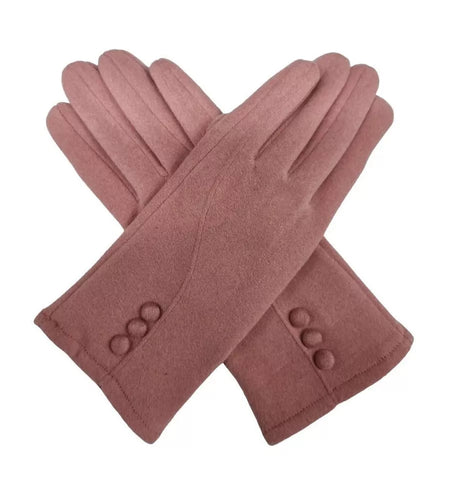 Women Button Gloves Winter Warm Fleece Thick Soft Cashmere Cosy Gloves Touchscreen Gloves