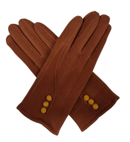 Women Button Gloves Winter Warm Fleece Thick Soft Cashmere Cosy Gloves Touchscreen Gloves