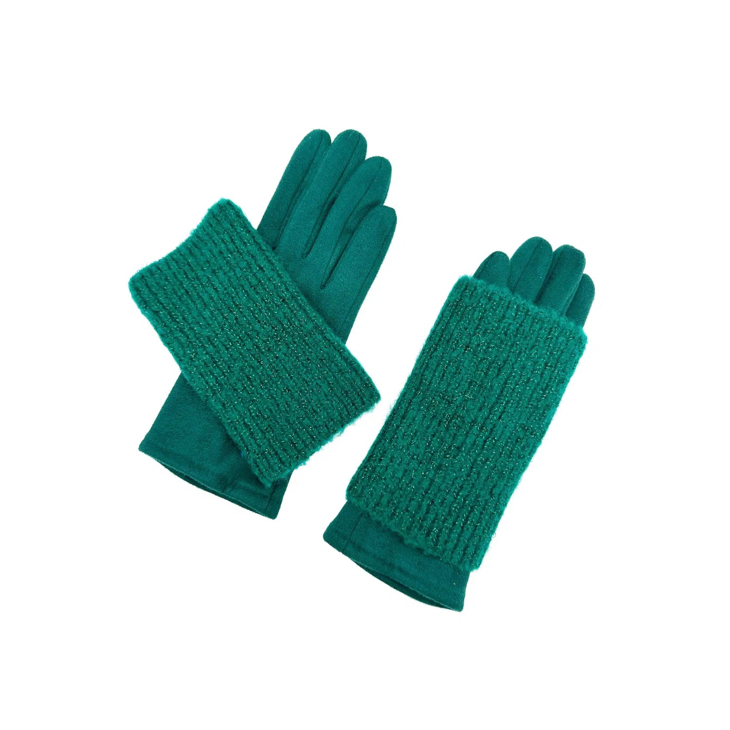 Women Winter Warm Soft Cosy Gloves 2 in 1 Plain Colour Layered Knitted Touch Screen Gloves