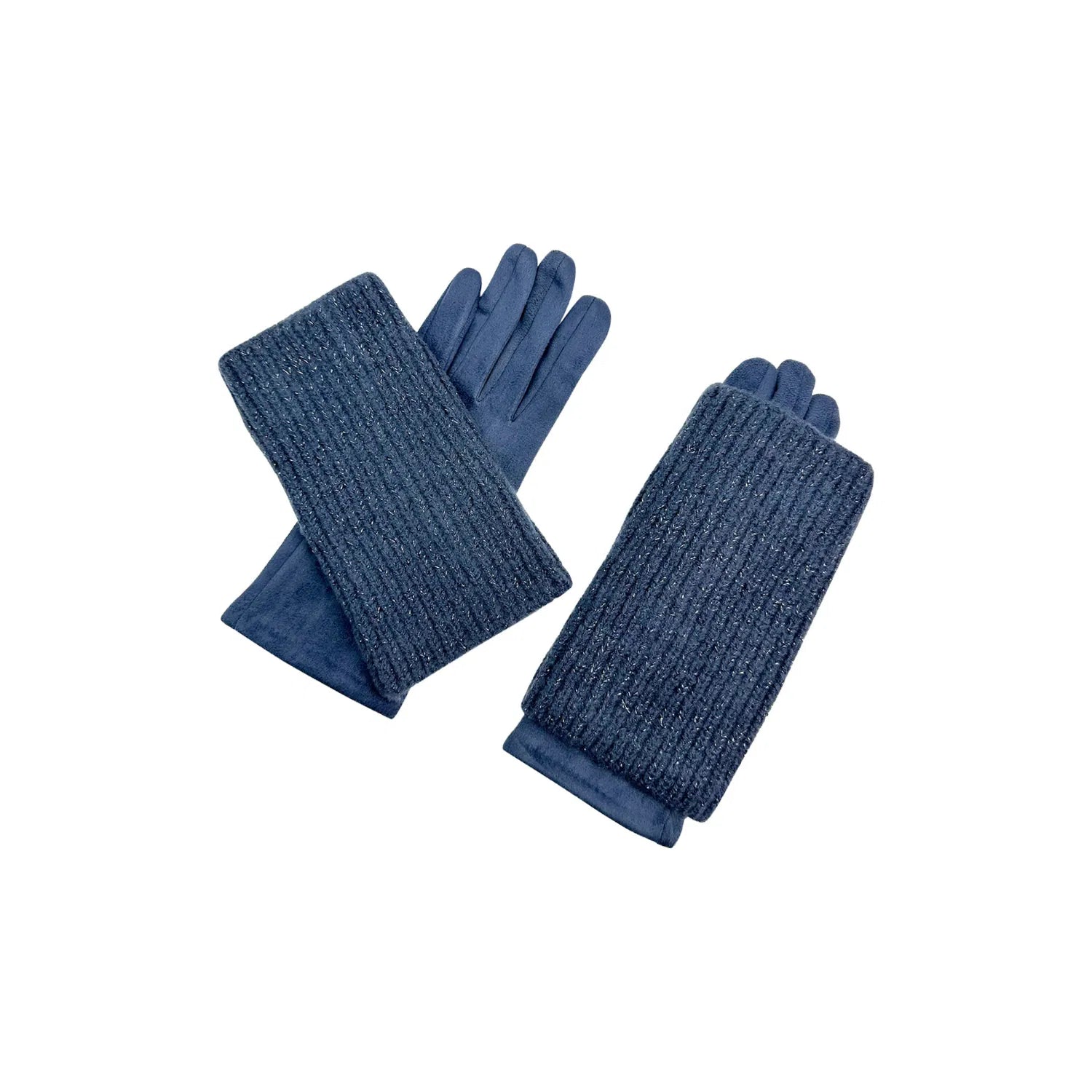 Women Winter Warm Soft Cosy Gloves 2 in 1 Plain Colour Layered Knitted Touch Screen Gloves