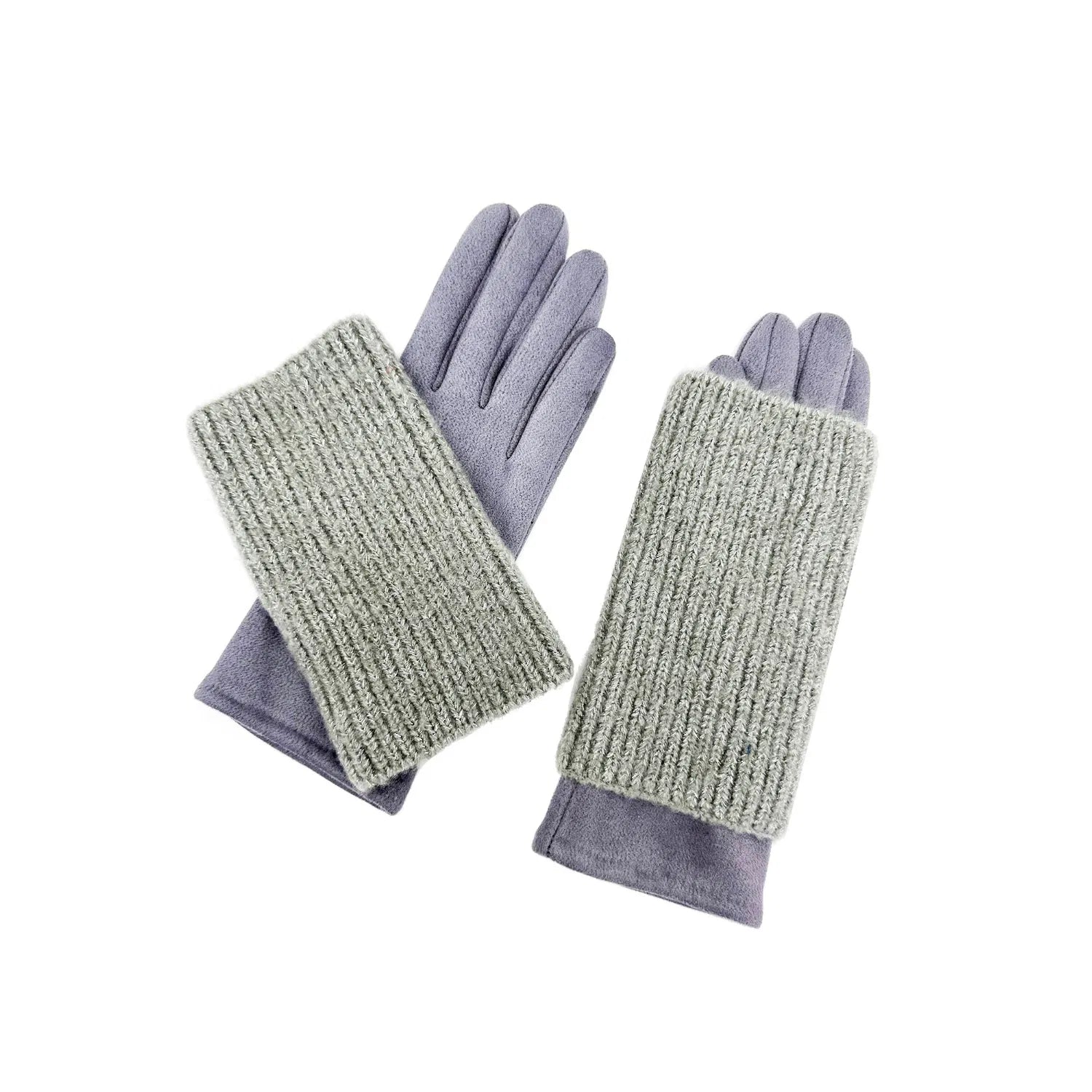 Women Winter Warm Soft Cosy Gloves 2 in 1 Plain Colour Layered Knitted Touch Screen Gloves